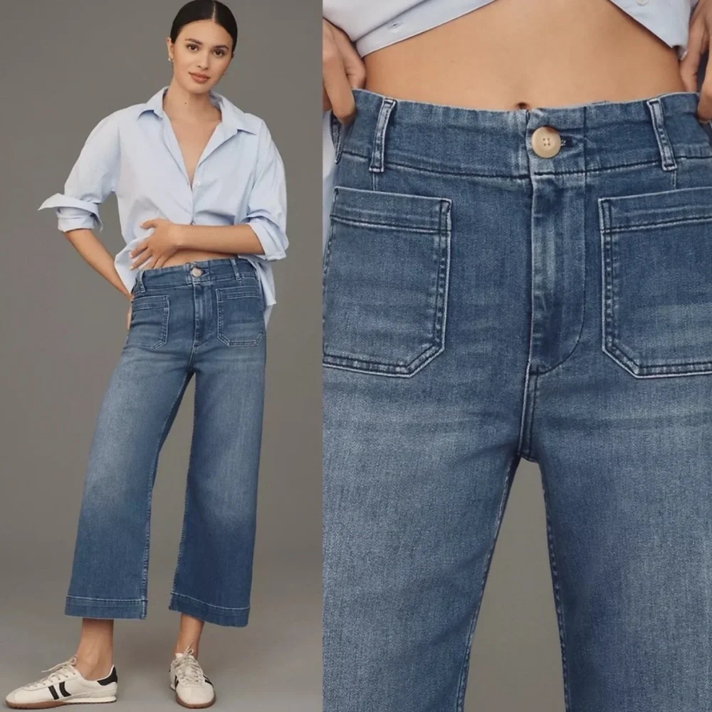 Anthropologie Maeve The Colette Crop High Rise Wide Leg Jeans - Picture 6 of 6
